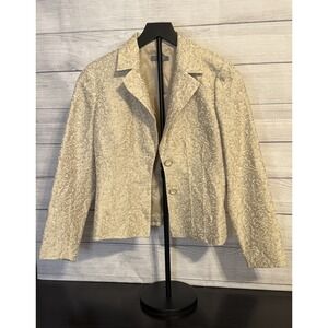 Ann Taylor Petites Gold Cream Jacquard Jacket 2P Wool Blend Lined